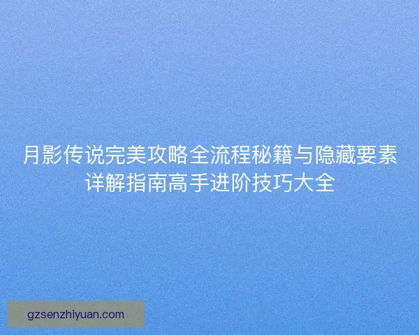 月影传说完美攻略全流程秘籍与隐藏要素详解指南高手进阶技巧大全