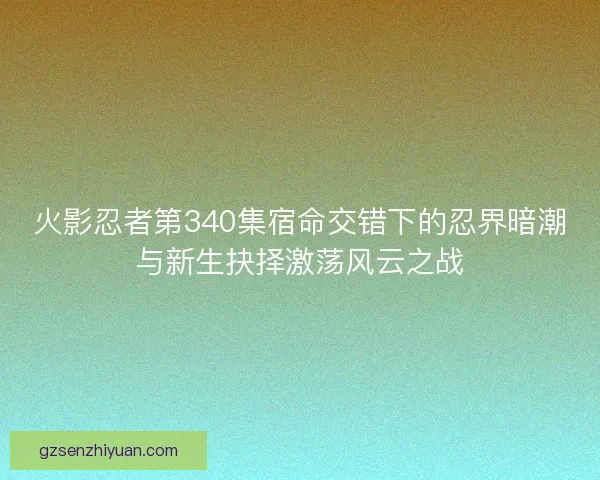 火影忍者第340集宿命交错下的忍界暗潮与新生抉择激荡风云之战