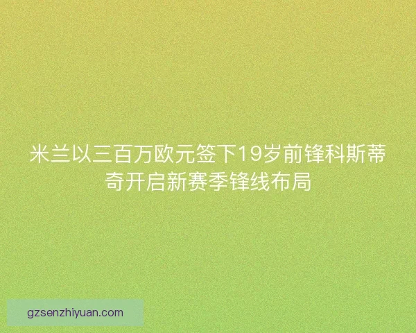 米兰以三百万欧元签下19岁前锋科斯蒂奇开启新赛季锋线布局