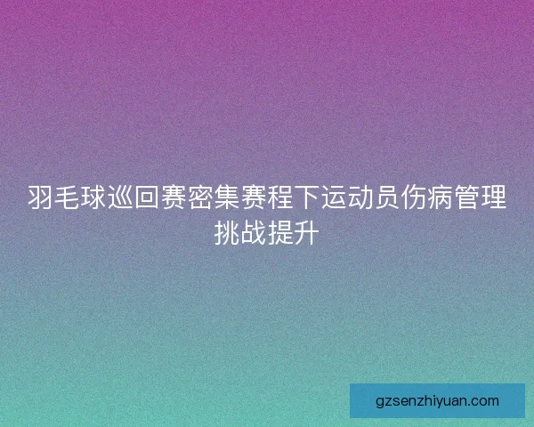 羽毛球巡回赛密集赛程下运动员伤病管理挑战提升
