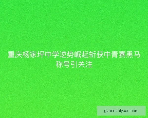 重庆杨家坪中学逆势崛起斩获中青赛黑马称号引关注